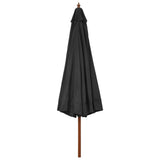 Garden Parasol with Wooden Pole 330 cm Anthracite - Side View