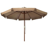 Garden Parasol with Wooden Pole 330 cm Taupe - Front View