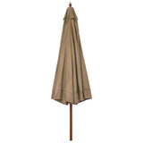 Garden Parasol with Wooden Pole 330 cm Taupe - Side View