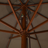 Garden Parasol with Wooden Pole 330 cm Taupe - Top-Down View