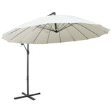 Hanging Garden Parasol White 3 m Aluminium Pole - Side View