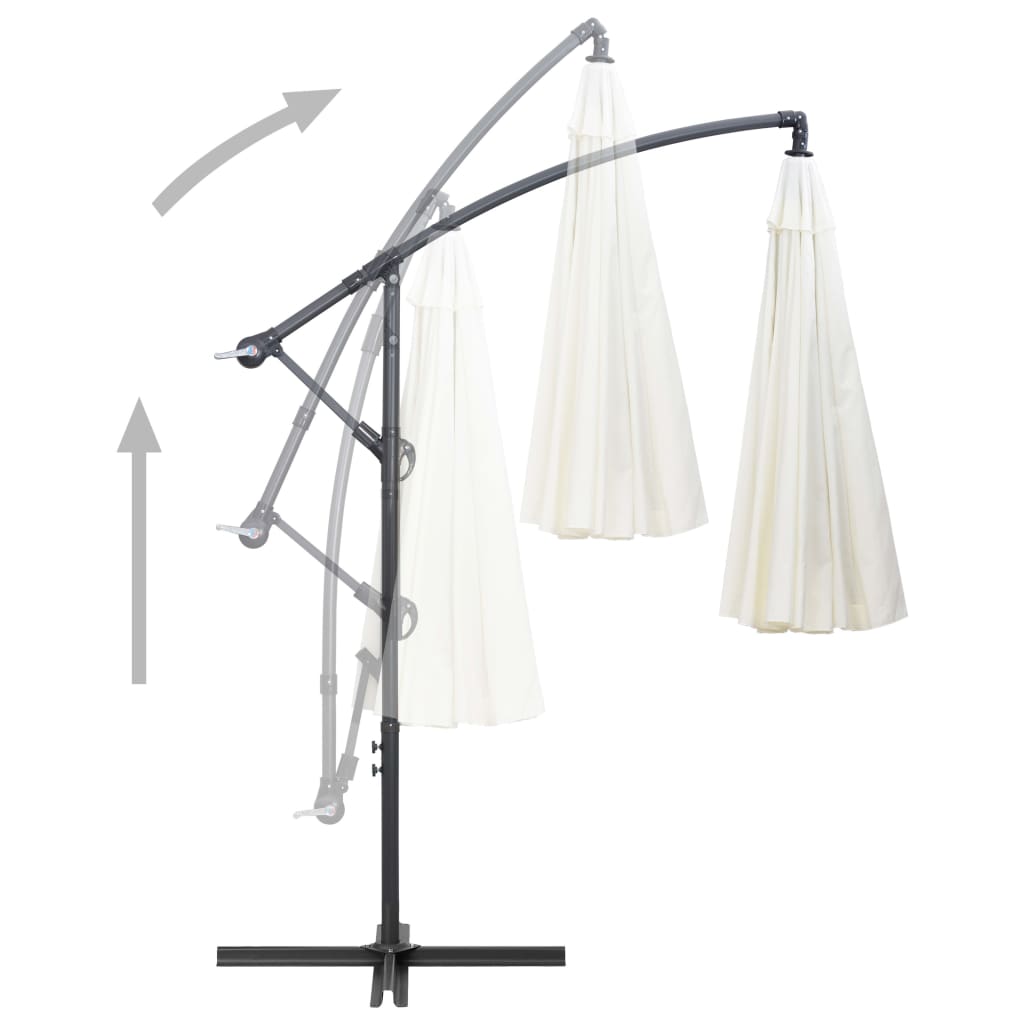 Hanging Garden Parasol White 3 m Aluminium Pole