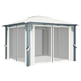 Gazebo with Curtain 300x300 cm Cream Aluminium - Side View