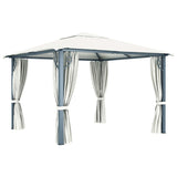 Gazebo with Curtain 300x300 cm Cream Aluminium - Top-Down View