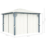 Gazebo with Curtain 300x300 cm Cream Aluminium - Extra Image