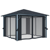 Gazebo with Curtain 300x300 cm Anthracite Aluminium - Top-Down View