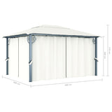Gazebo with Curtain 400x300 cm Cream Aluminium - Extra Image