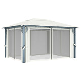 Gazebo with Curtain 400x300 cm Cream Aluminium - Top-Down View