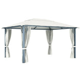 Gazebo with Curtain 400x300 cm Cream Aluminium
