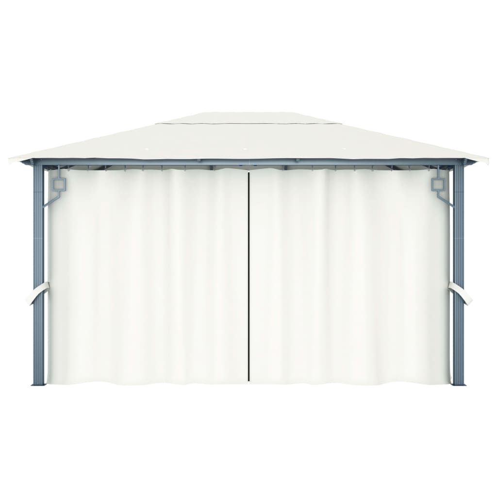 Gazebo with Curtain 400x300 cm Cream Aluminium