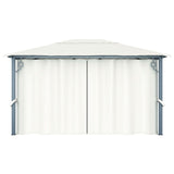 Gazebo with Curtain 400x300 cm Cream Aluminium - Rear View