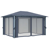 Gazebo with Curtain 400x300 cm Anthracite Aluminium - 45-Degree Angle