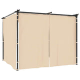 Gazebo with Curtains 3x3 m Cream Steel - Front View