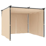 Gazebo with Curtains 3x3 m Cream Steel - 45-Degree Angle
