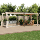 Gazebo with Curtains 3x6 m Cream Steel - Side View