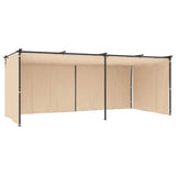 Gazebo with Curtains 3x6 m Cream Steel - Rear View