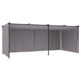 Gazebo with Curtains 3x6 m Anthracite Steel - Rear View