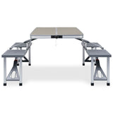 Folding Camping Table with 4 Seats Steel Aluminium - Front View