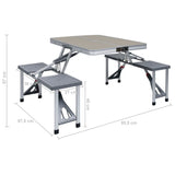 Folding Camping Table with 4 Seats Steel Aluminium - Extra Image