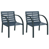 Garden Chairs 2 pcs Grey Wood - Front View