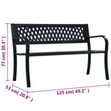 Garden Bench 125 cm Black Steel - Low Angle