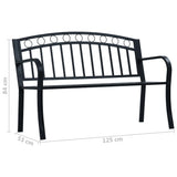 Garden Bench 125 cm Black Steel - Low Angle