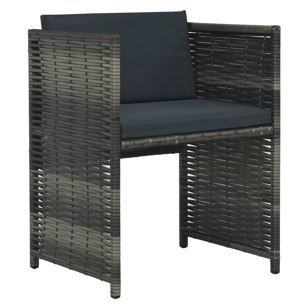3 Piece Bistro Set with Cushions Poly Rattan Grey