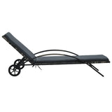 Sun Loungers with Table Poly Rattan Anthracite - Front View
