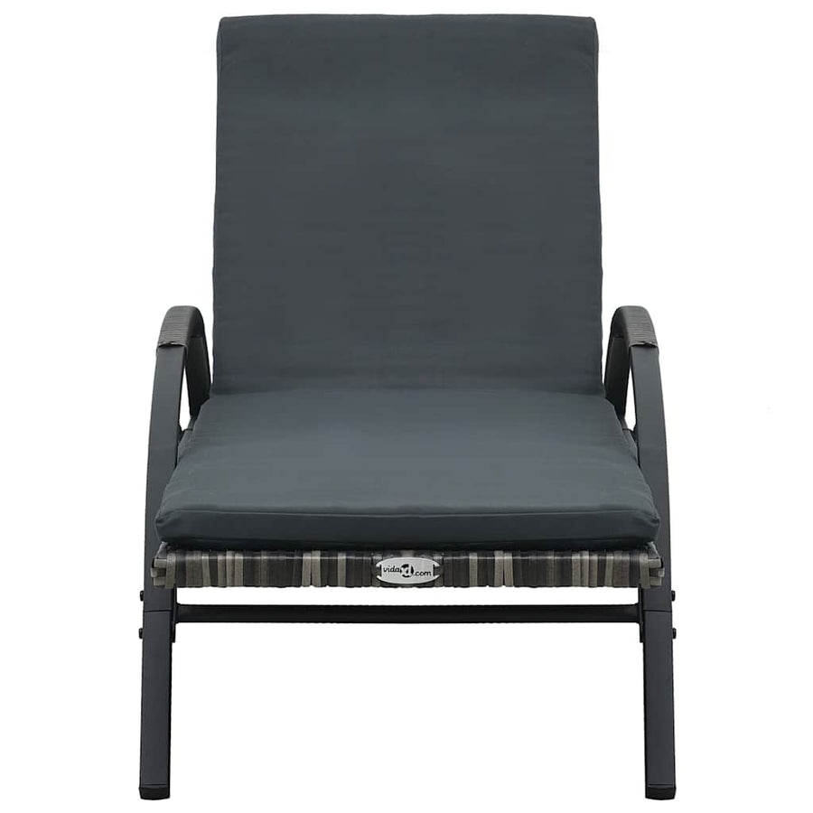 Sun Loungers with Table Poly Rattan Anthracite