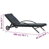 Sun Loungers with Table Poly Rattan Anthracite - Extra Image