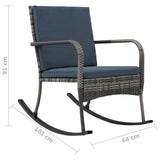 Garden Rocking Chair Poly Rattan Anthracite - Close-Up Angle
