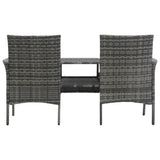 2-Seater Garden Sofa with Tea Table Poly Rattan Anthracite - Side View