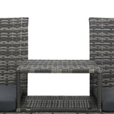 2-Seater Garden Sofa with Tea Table Poly Rattan Anthracite - Rear View