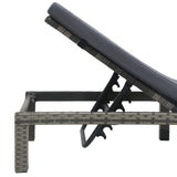 Sun Lounger with Cushion Poly Rattan Anthracite - 45-Degree Angle