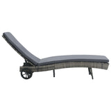 Sun Lounger with Wheels and Cushion Poly Rattan Anthracite - Front View