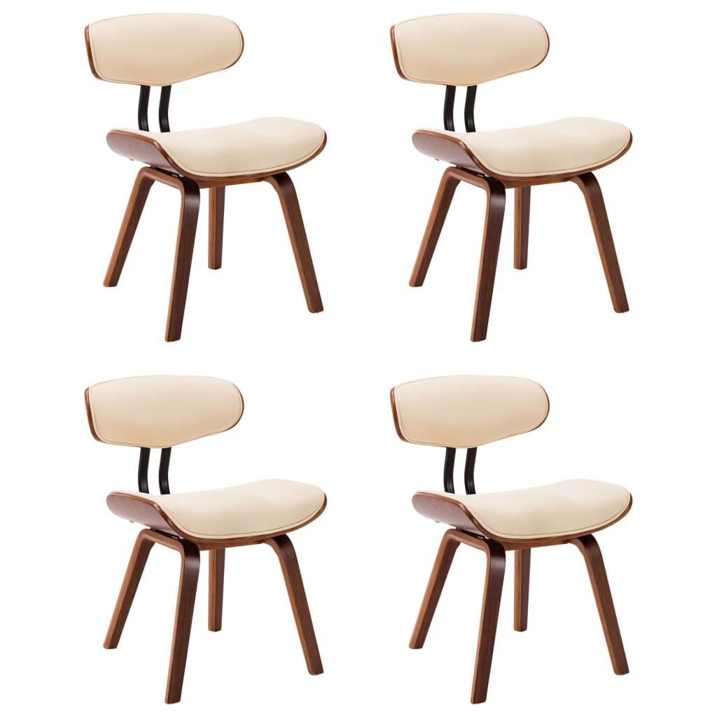 Dining Chairs 4 pcs Cream Bent Wood and Faux Leather