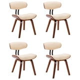 Dining Chairs 4 pcs Cream Bent Wood and Faux Leather - Front View