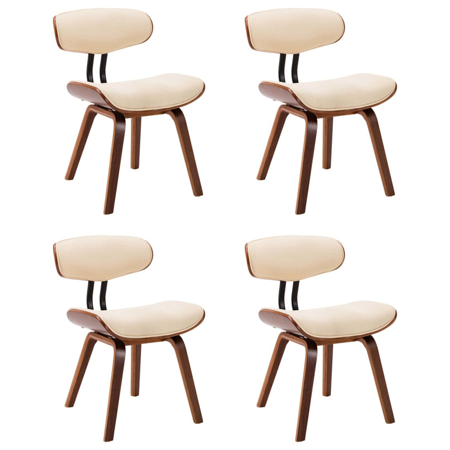 Dining Chairs 4 pcs Cream Bent Wood and Faux Leather