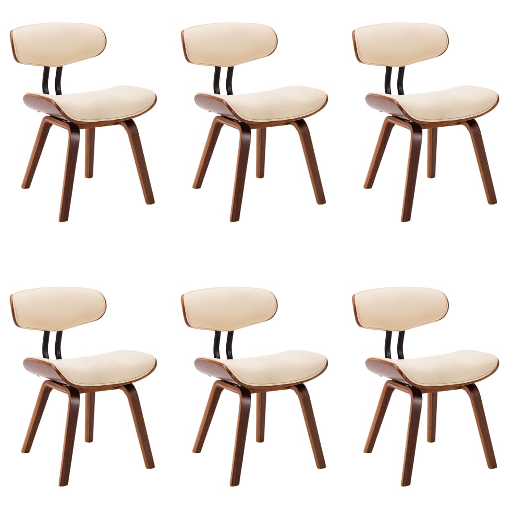 Dining Chairs 6 pcs Cream Bent Wood and Faux Leather