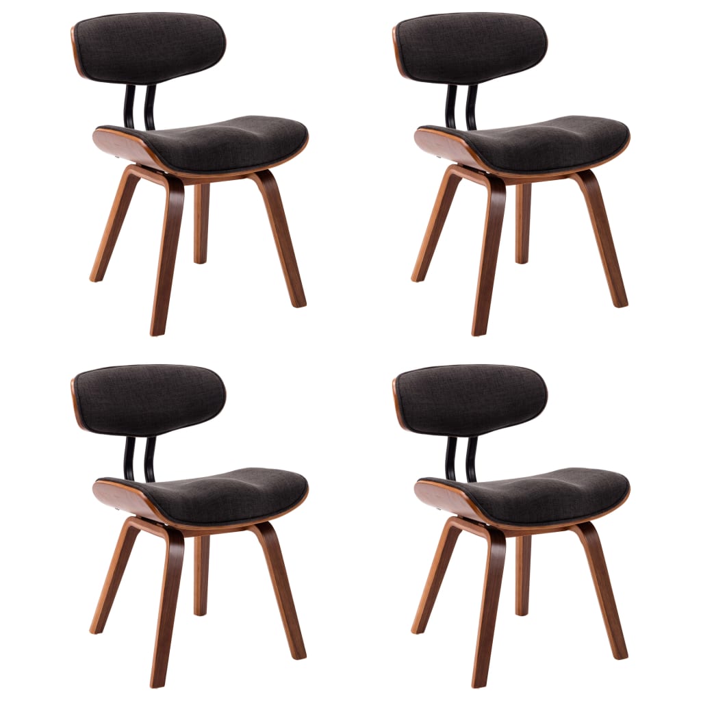 Dining Chairs 4 pcs Grey Bent Wood and Fabric
