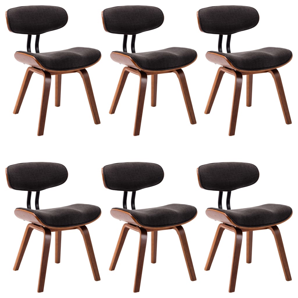 Dining Chairs 6 pcs Grey Bent Wood and Fabric