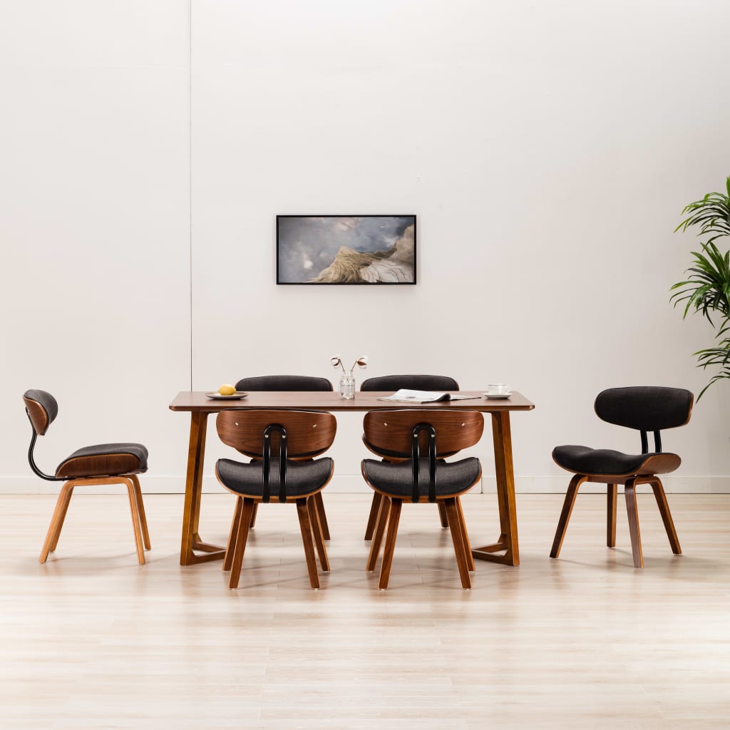 Dining Chairs 6 pcs Grey Bent Wood and Fabric