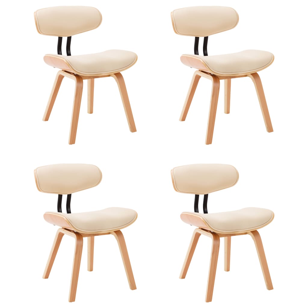 Dining Chairs 4 pcs Cream Bent Wood and Faux Leather