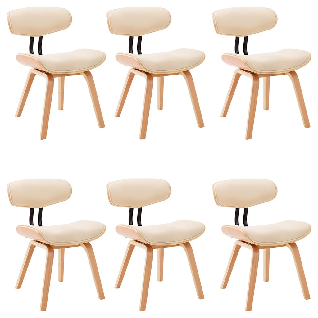 Dining Chairs 6 pcs Cream Bent Wood and Faux Leather