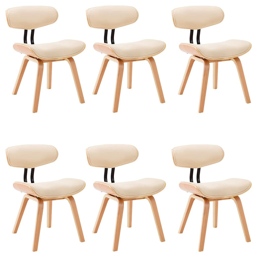 Dining Chairs 6 pcs Cream Bent Wood and Faux Leather