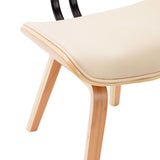 Dining Chairs 6 pcs Cream Bent Wood and Faux Leather - Close-Up Angle