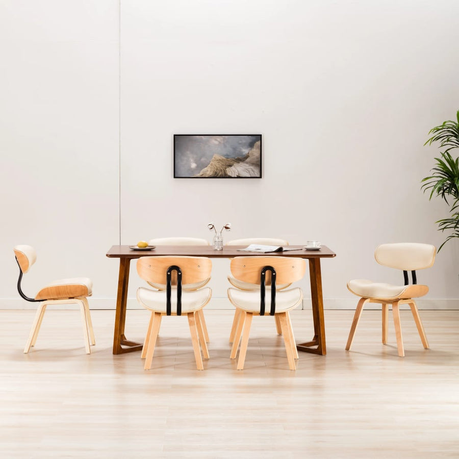 Dining Chairs 6 pcs Cream Bent Wood and Faux Leather