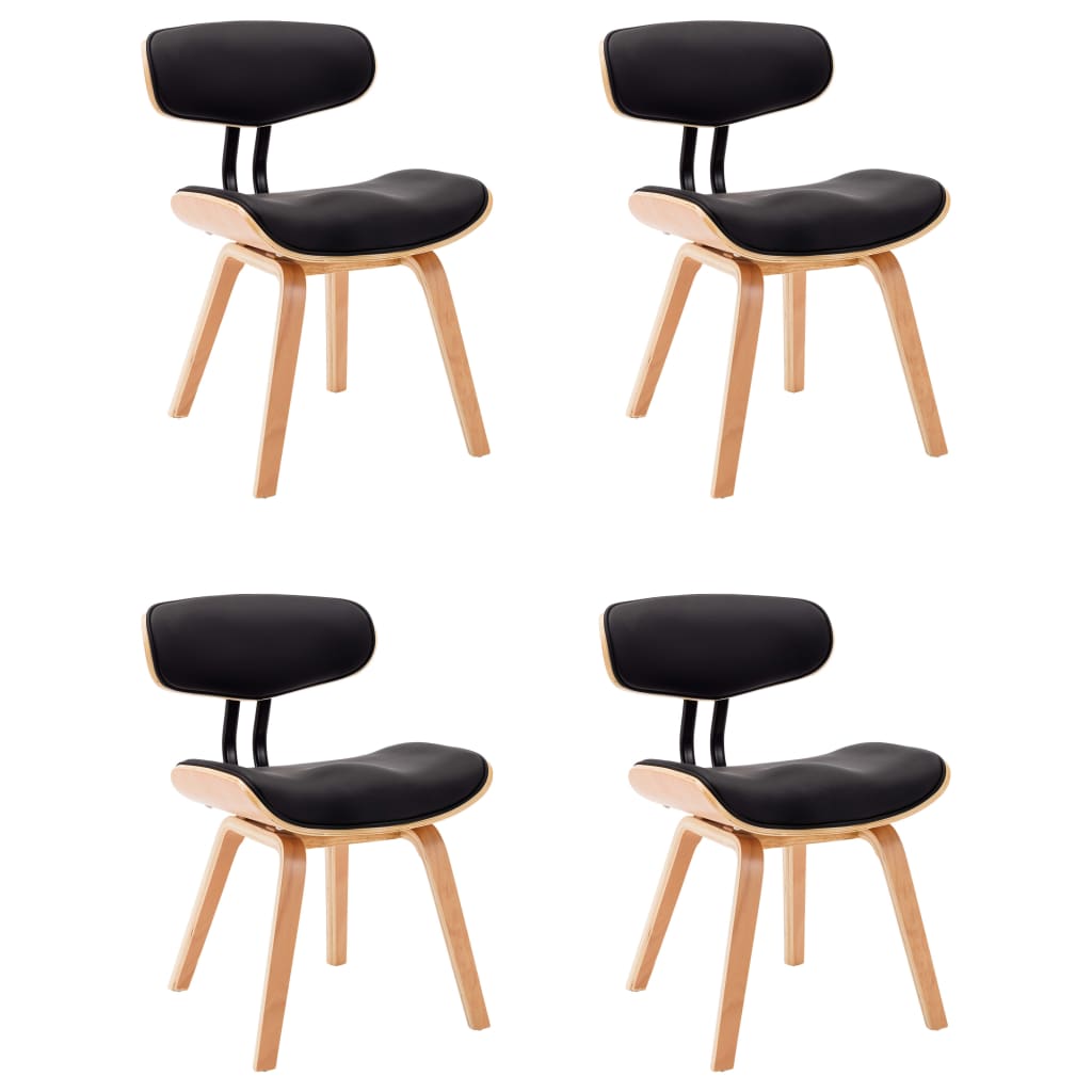 Dining Chairs 4 pcs Black Bent Wood and Faux Leather