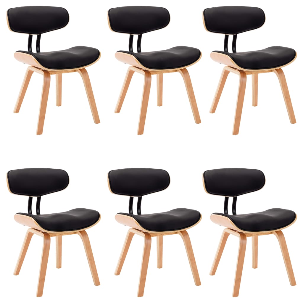 Dining Chairs 6 pcs Black Bent Wood and Faux Leather