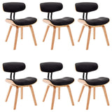 Dining Chairs 6 pcs Black Bent Wood and Faux Leather